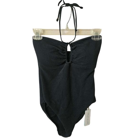 Chic Seafolly Sea Dive Bandeau One-Piece Swimsuit Black NWT US 6 - Picture 3 of 8